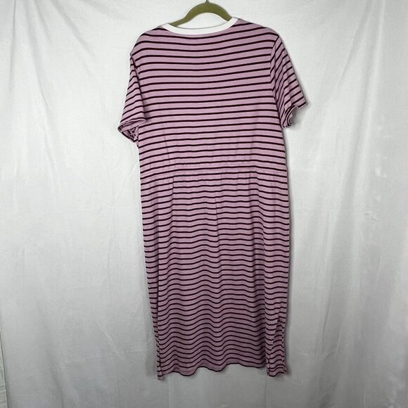 Draper James Tie Waist Midi T-Shirt Dress Dark Pink Mariner Stripe Size 1X - Picture 10 of 10
